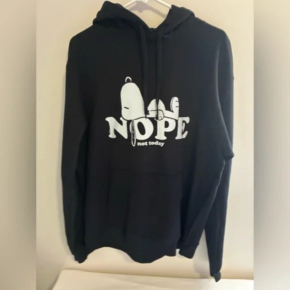 Black Snoopy 'Nope Not Today' Hoodie NWOT - Picture 2 of 6